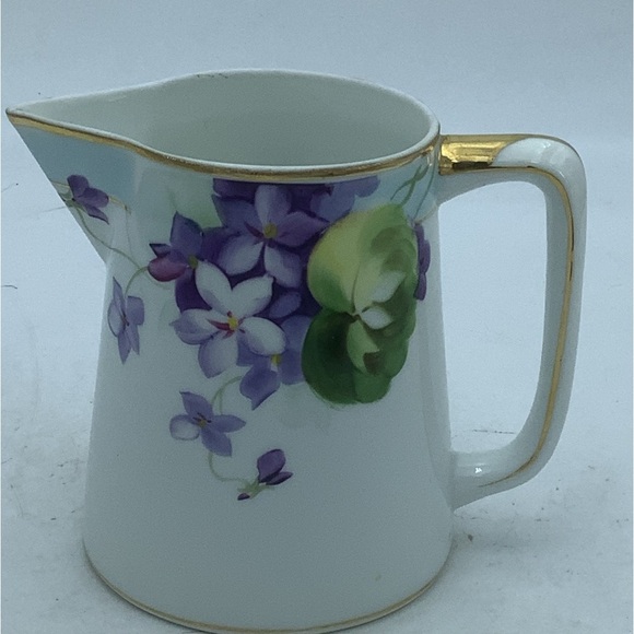Antique Hand Painted Nippon Violets Creamer Pitcher - Picture 2 of 8